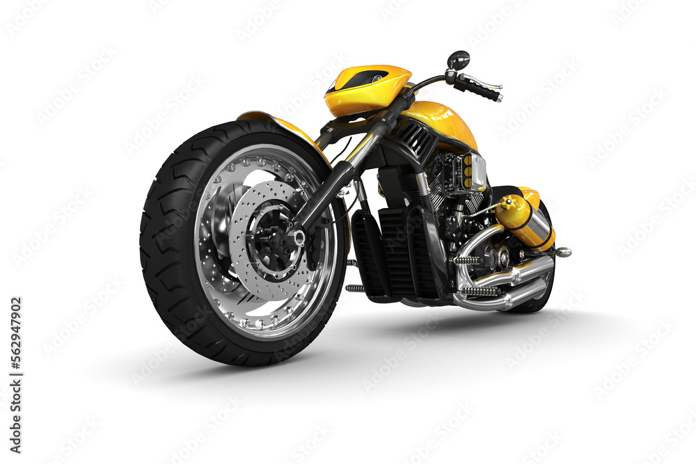 Obraz premium Gelbes Motorrad: Eine richtig schwere Maschine - isoliert