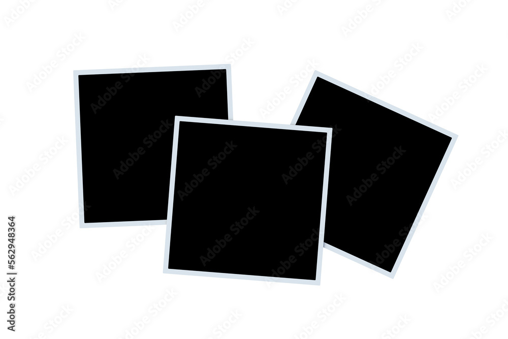 Photos with black blank space isolated on white background background. Template for photography. Memories images. 3d render Photos with black blank space isolated on white background background. Template for photography. Memories images. 3d render