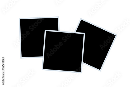 Photos with black blank space isolated on white background background. Template for photography. Memories images. 3d render