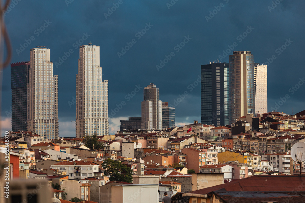 Cityscape of the European part of Istanbul. The modern part of the city with business towers of international corporations, skyscrapers. Istanbul