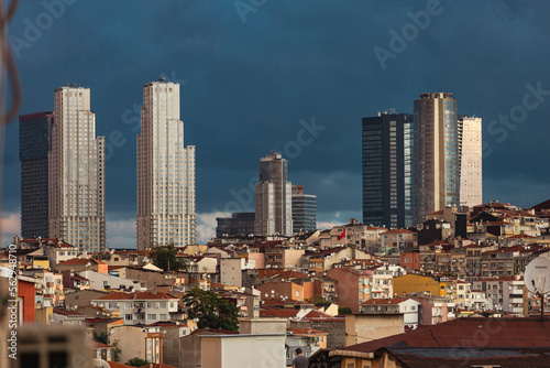Cityscape of the European part of Istanbul. The modern part of the city with business towers of international corporations  skyscrapers. Istanbul