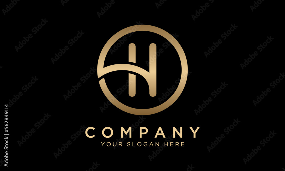 H Letter Logo With Circle Shape. Modern Unique Creative H Logo Design Vector Template. Elegant Identity Design In Gold Color. H Letter Logo With Circle Shape. Modern Unique Creative H Logo Design Vector Template. Elegant Identity Design In Gold Color.