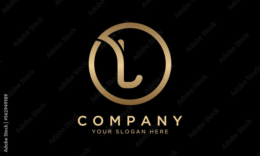 L Letter Logo With Circle Shape. Modern Unique Creative L Logo Design Vector Template. Elegant Identity Design In  Gold Color.