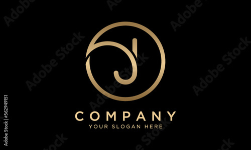 J Letter Logo With Circle Shape. Modern Unique Creative J Logo Design Vector Template. Elegant Identity Design In Gold Color.