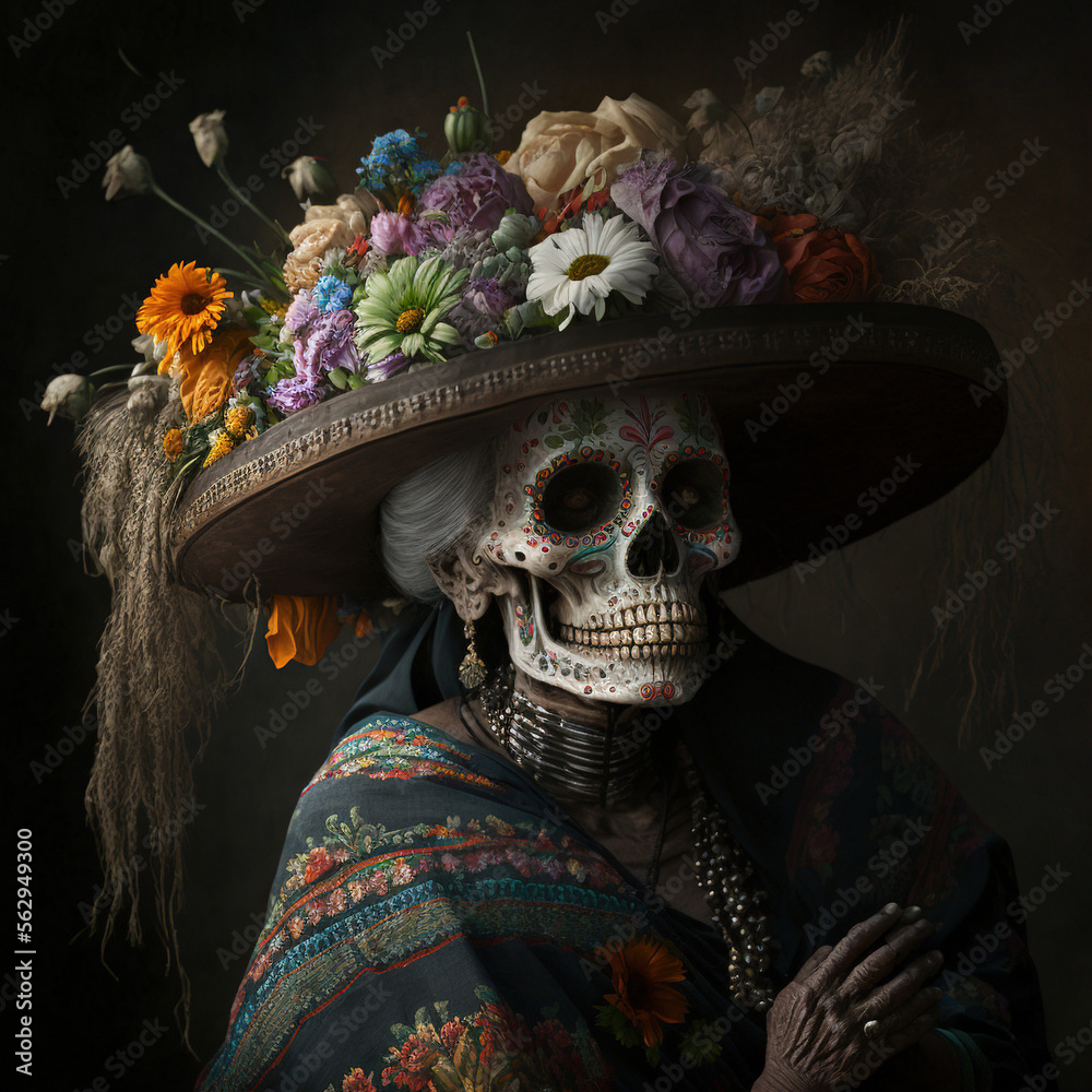 Día de los Muertos, mexican, festival of the dead, generative AI - obrazy, fototapety, plakaty 