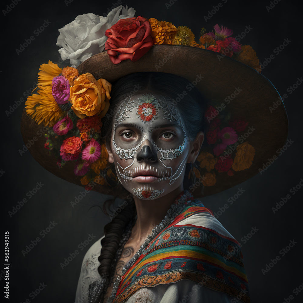 Día de los Muertos, mexican, festival of the dead, generative AI - obrazy, fototapety, plakaty 