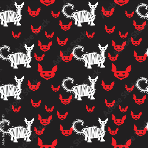 Seamless, Hand-drawn traditional ancient tribal folk art, India. Pictorial language depicting the rural life of the inhabitants of India. seamless pattern for textiles, wrapping paper, or backgrounds