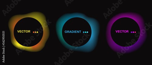Circle frame with colorful gradient on black background. Bright, vibrant abstract spot. Design for cover, brochure, banner, frame for text.