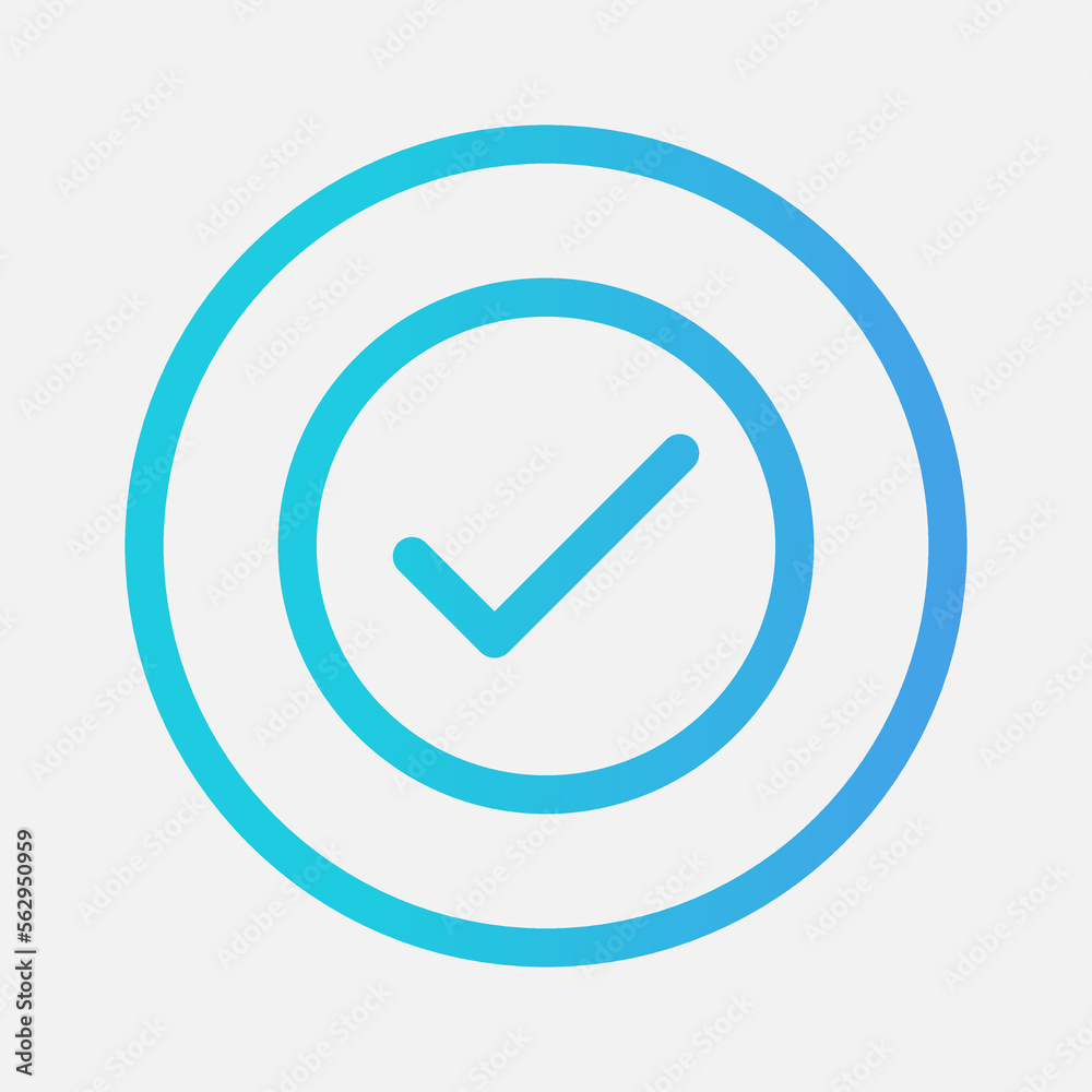 Check mark icon in gradient style about essentials, use for website mobile app presentation Check mark icon in gradient style about essentials, use for website mobile app presentation