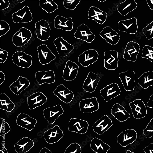 Viking runes black stones seamless background