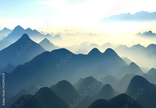 Generative AI,scenic view of silhouette mountains against sky © Steak
