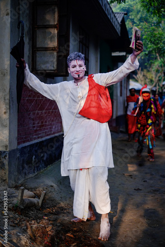 South asian hindu religious young aged boy cosplays as a foreteller in gajan festival  © Susmit