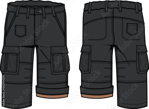 KID BOYS BOTTOM WEAR PANT FRONT AND BACK WITH POCKET VECTOR