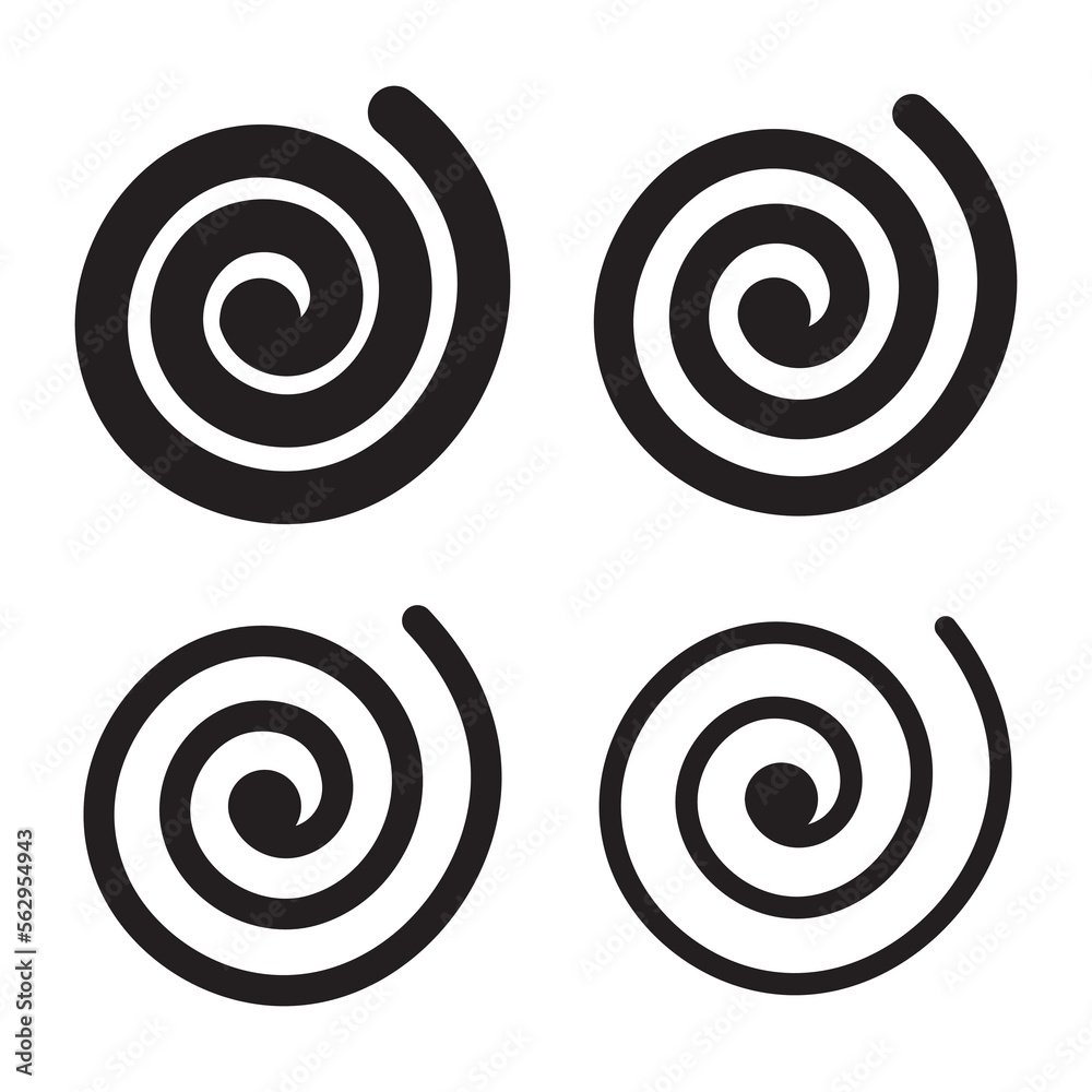 Set of swirl spiral lines icon flat design vector illustration. Set of swirl spiral lines icon flat design vector illustration.