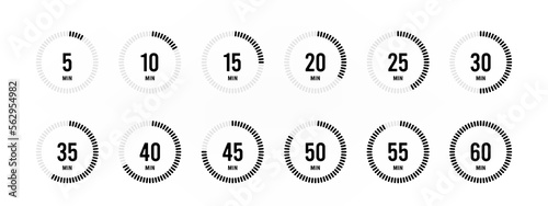 Set of stopwatch timer icon illustration