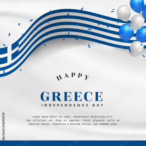 Square Banner illustration of Greece independence day celebration with text space. Vector illustration.