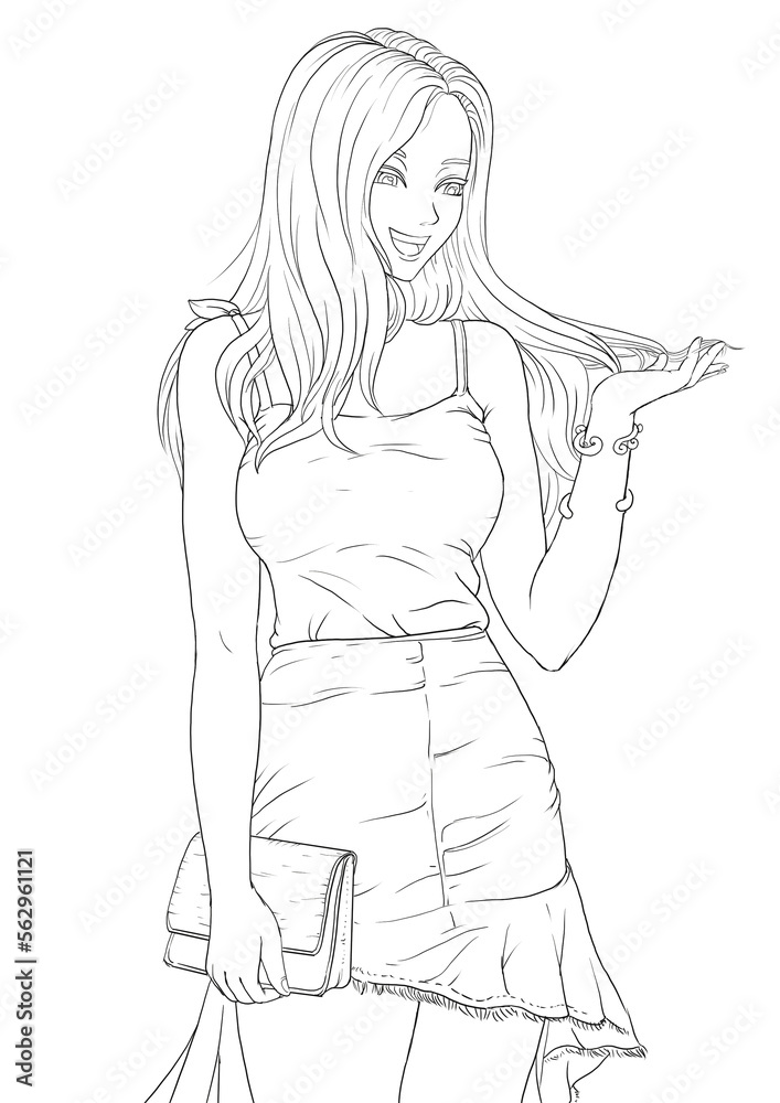 Cute Girl with beautiful Dress Drawing By Pencil-nextbuild.com.vn