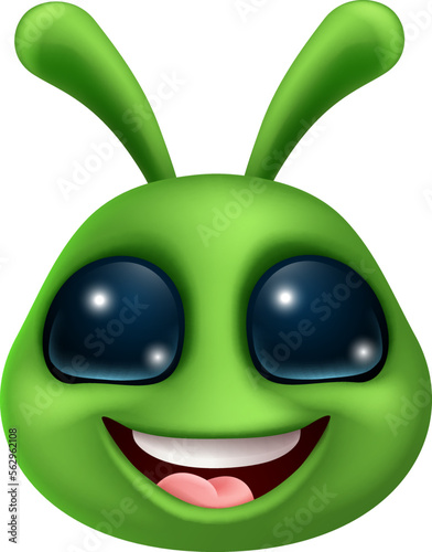 An alien cute little green man emoji emoticon Martian face cartoon mascot