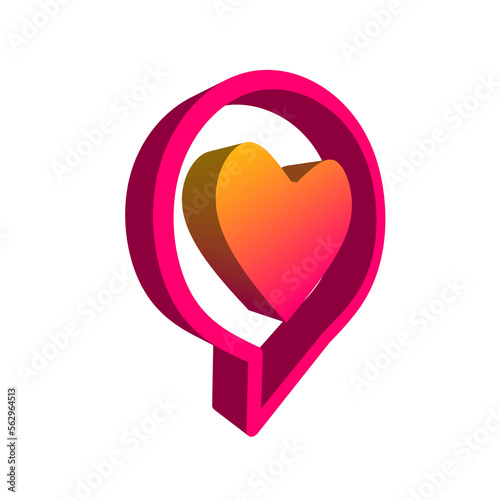 3d like icon. love icon in speech bubble
