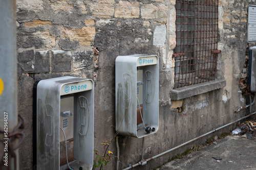 Detail of the public telephone booth area of ​​the Old Joliet Prison