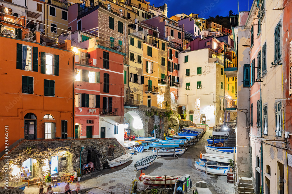 Riomaggiore in Cinque Terre, Italy at night