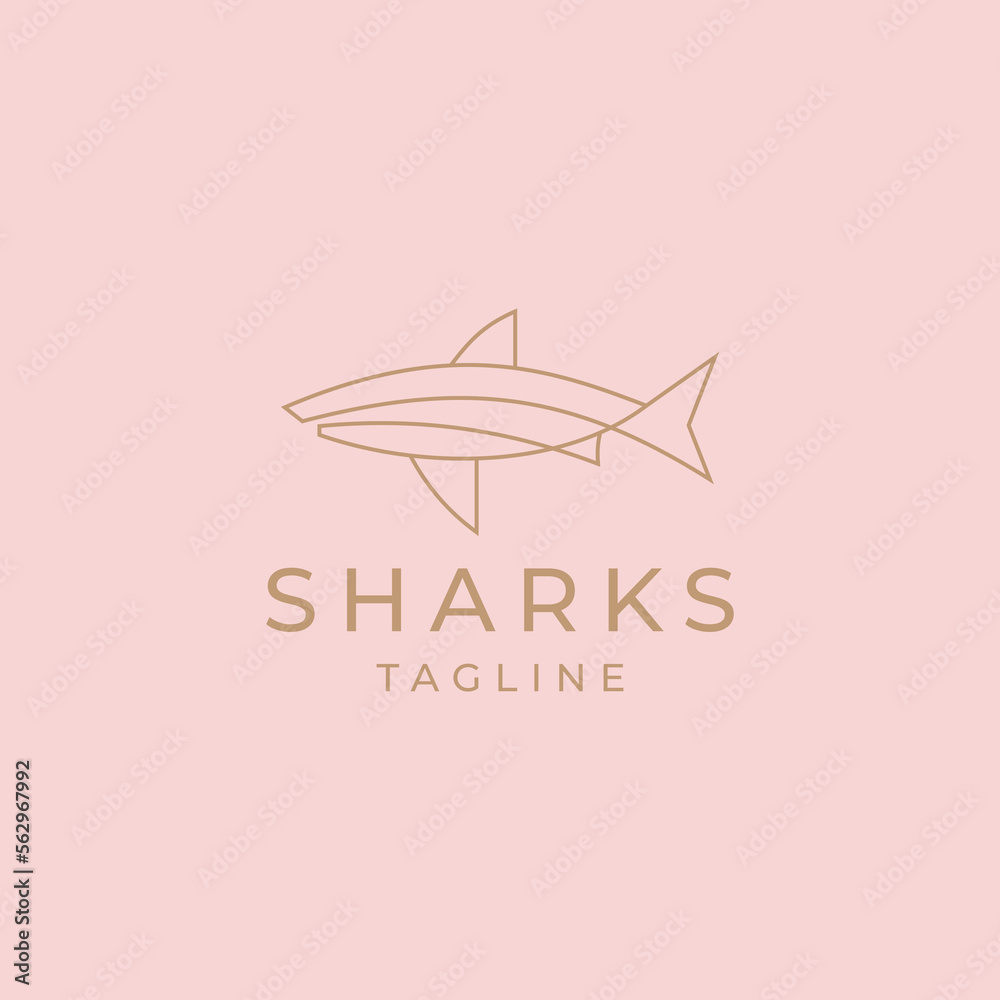 Shark geometric logo design template