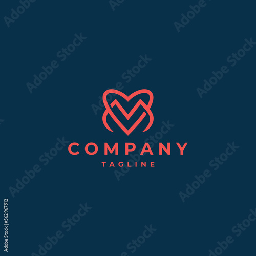 Letter M heart logo design template