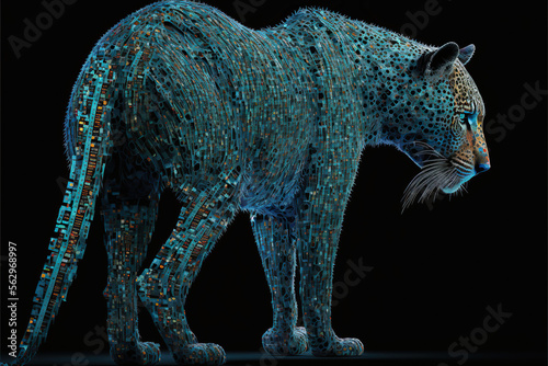 Artificial intelligence, an illustration of a digital leopard, Generative AI