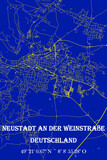 Nachtblaue moderne ästhetische Neustadt an der Weinstraße Stadtkarte