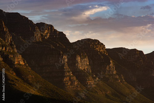 Table Mountain, Cape Town, South Africa, sunset 