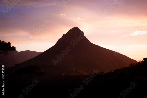 Lion's Head mountain in Cape Town at sunset, South Africa