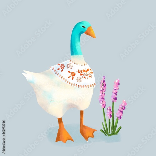 cartoon funny goose , goose domestic nature character, poultry, farm animal