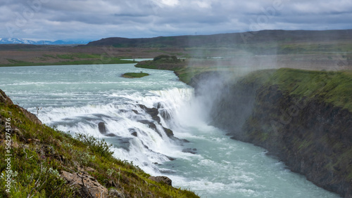 Tourists at the Gullfoss Waterfall on the Hvita River  Golden Circle  Iceland