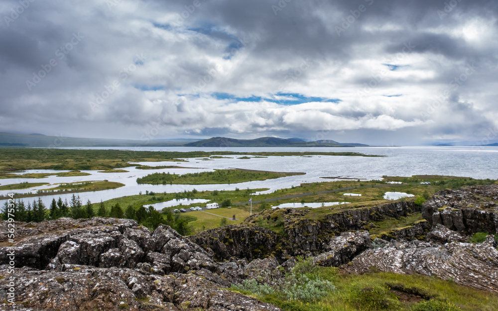 View of Lake Thingvallavatn and Thingvellir National Park, Iceland