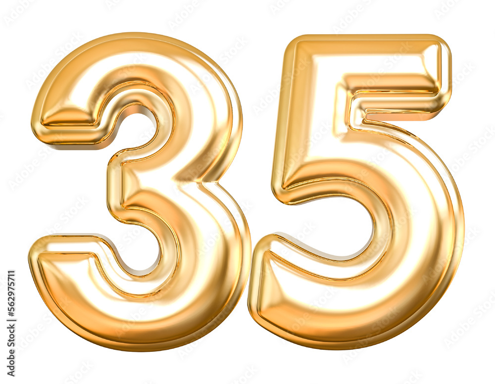 3D Gold Modern Number 35 With Generative AI 3D Gold Modern Number 35 With Generative AI