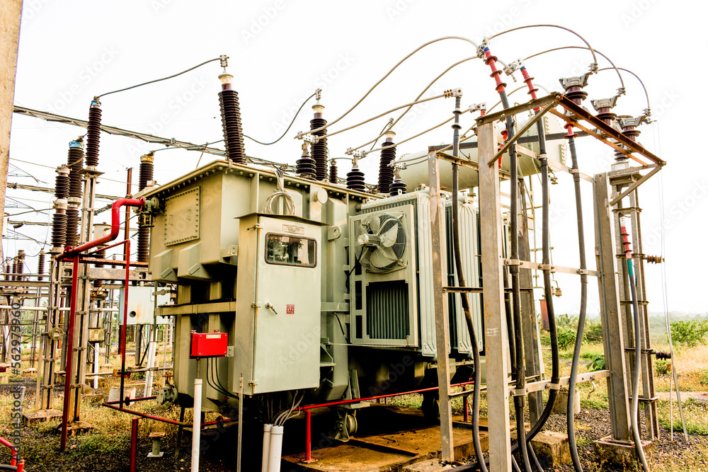 110kv high voltage power transformer installed in the substation.