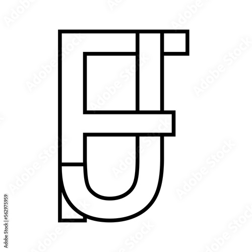 Logo sign fj jf icon, double letters logotype f j