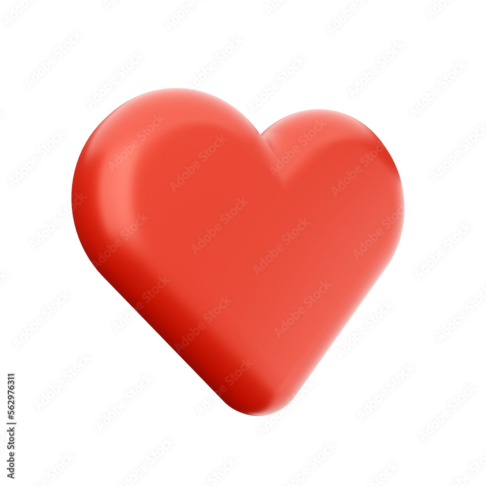3d love heart icon illustration render