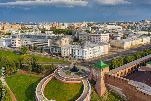 Nizhny Novgorod. Nizhnevolzhskaya embankment. Chkalovskaya staircase. Aerial view. photo