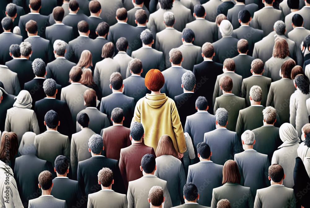 Obraz premium a person standing outside the crowd