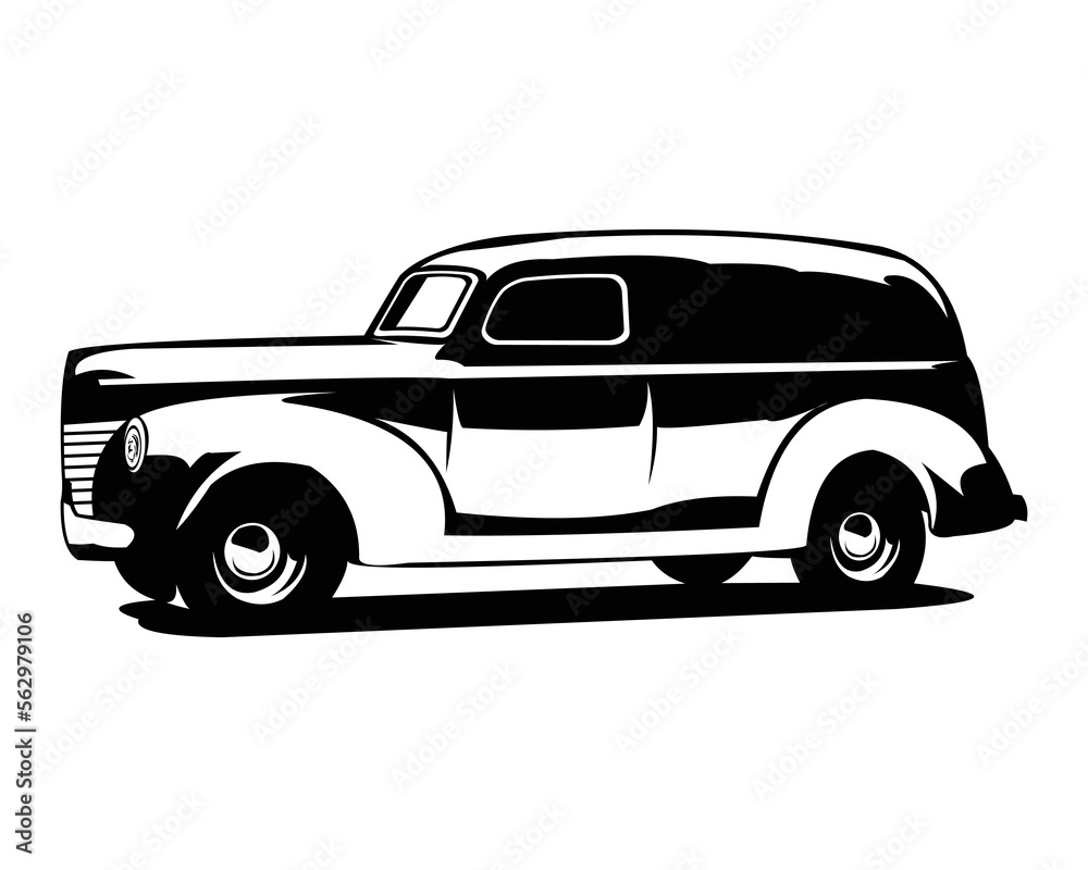 Illustration of 1952 chevrolet panel van. The illustrations are easy to use and highly customizable, logically layered to suit your needs. shiny car isolated on white background