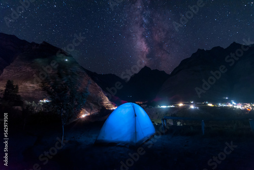 Fototapeta Naklejka Na Ścianę i Meble -  Lahaul and Spiti, Himachal Pradesh, India - 13 September 2021 : sky stars night background