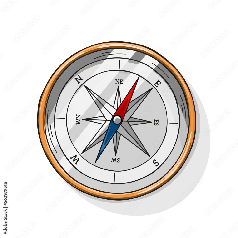 Brass compass isolated on white background vector illustration Brass compass isolated on white background vector illustration