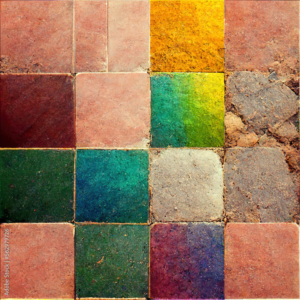 Moroccan Ceramic Tiles - Rainbow - Pattern 100% tileable Generative Art (AI)