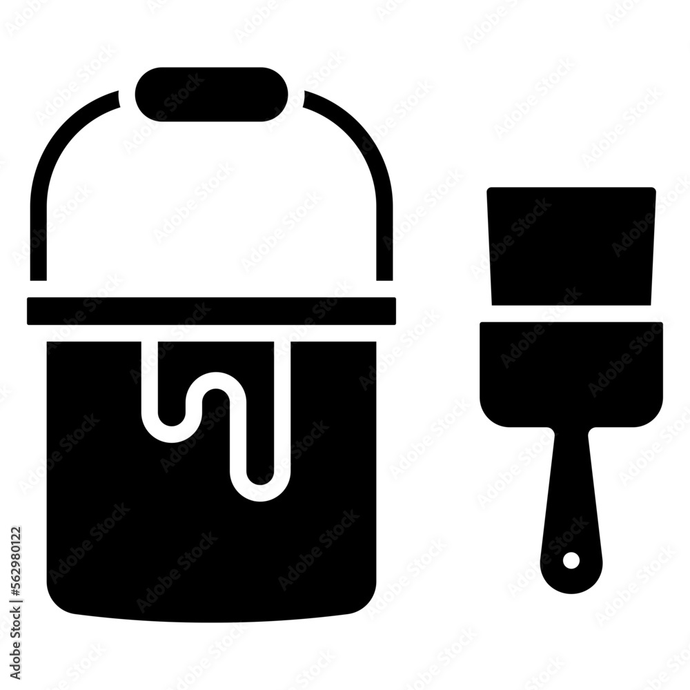 paint bucket and brush illustration Stock Vector | Adobe Stock