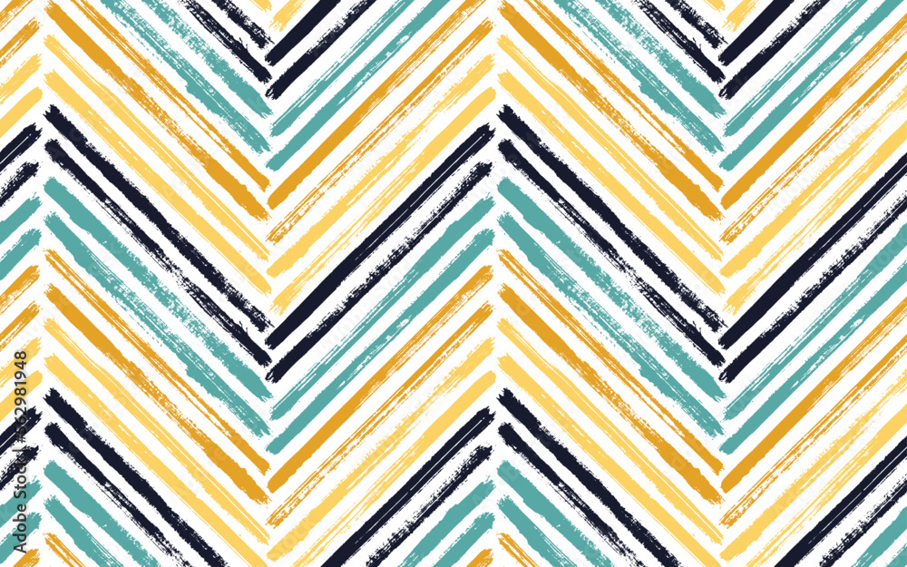 Brush stroke chevron zig zag seamless pattern.