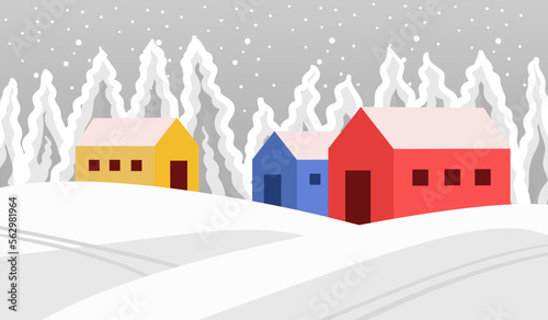 winter landscape with houses