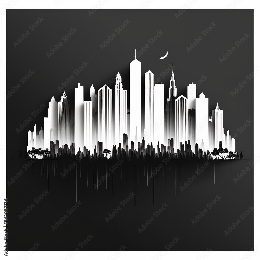 Illustration of an abstract city skyline in black