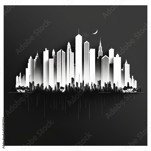 Illustration of an abstract city skyline in black
