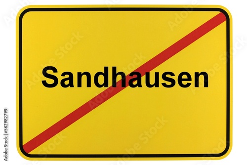 Illustration eines Ortsschildes der Gemeinde Sandhausen in Baden-Württemberg photo